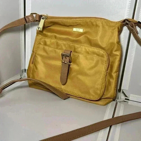 tutilo new york Yellow Mustard Nylon Microfiber Large X-body bag - Picture 1 of 8